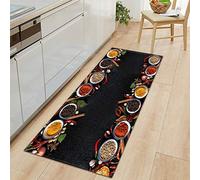Morbuy Paillasson Bienvenue Tapis d'Entrée Impression d'épices 3D Tapis de Bain Antidérapant Tapis de Sol, Tapis Antidérapant pour Salon,Chambre à Coucher,Couloir,Cuisine (Noir,40x120cm)