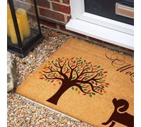 Morbuy Paillasson Coco, Tapis d’Entrée Extérieur et Intérieur en Fibre de Coco, Tapis Brosse Antidérapant avec Dossier PVC pour Porte d'Entrée et Jardin (Chien Marron,50x80cm)