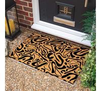 Morbuy Paillasson Extérieur et Intérieur en Fibre de Coco Tapis d Entrée Antidérapant avec Support PVC Essuie-Pieds Robuste Grattoir pour Maison Jardin (Abstraits Noirs,50x80cm)