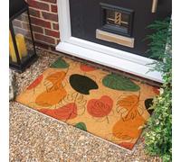 Morbuy Paillasson Extérieur et Intérieur en Fibre de Coco Tapis d Entrée Antidérapant avec Support PVC Essuie-Pieds Robuste Grattoir pour Maison Jardin (Feuilles lignées,50x80cm)