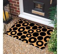 Morbuy Paillasson Extérieur et Intérieur en Fibre de Coco Tapis d Entrée Antidérapant avec Support PVC Essuie-Pieds Robuste Grattoir pour Maison Jardin (Cercle Noir,50x75cm)