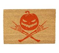 Morbuy Paillasson Halloween Coco (Crâne Orange,50x80cm) | Fibre de Coco Naturelle, Tapis de Porte Robuste Anti-Dérapant pour Porche Extérieur, Couloir Intérieur et Déco Halloween.