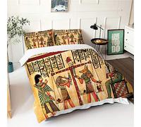 Morbuy Parure de Lit pour 1/2 Personnes, Egypte Imprimé Ensemble de Literie avec Microfibre Housses de Couettes + Taies d'oreillers (Mythologie égyptienne,140x200cm)