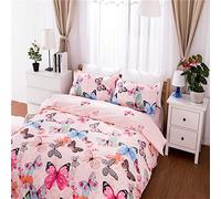 Morbuy Parures de Lit Sets de Housses de Couettes 1 en 2 Personnes avec 2 Taies d'oreillers, Polyester-Coton Papillon Panda de Dessin Animé Motif Imprimé pour Garçon Fille (140x200cm, Papillon)