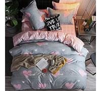 Morbuy Parures de Lit Sets, Parure de Lit pour avec Imprimé Coton/Polyester Multicolore 3 Pièces 1x Housse de Couette et 2 Taies d’Oreillers (220x240cm, Amour Rose)
