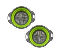 Morbuy Passoire Cuisine Pliante,Passoire à Pâte Pliable Lot de 2 Egouttoir Pates Rétractable en Silicone avec Poignées, Multifonctionnel pour Égoutter les Pâtes Fruits (Vert,L 24x29cm)