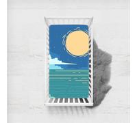 Morbuy Paysage de Plage D'été Draps Housses pour Lit Bébé, Impression Douce Bébé Drap Housse, Respirant Microfibre Drap, pour Berceau, Couffin et Nacelle Housse Matelas (Bleu,140x90cm)