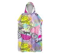 Morbuy Poncho de Bain Enfant Microfibre, Plage D'été 3D Serviettes de Bain Séchage Rapide Peignoir Natation Serviette de Plage à Capuche pour Filles Garçons Adulte (L'ananas,75x110cm)