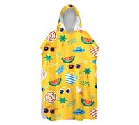 Morbuy Poncho de Bain Enfant Microfibre, Plage D'été 3D Serviettes de Bain Séchage Rapide Peignoir Natation Serviette de Plage à Capuche pour Filles Garçons Adulte (Vagues,75x110cm)