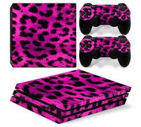 Morbuy PS4 Pro Skin Vinyl Autocollant Sticker Decal pour PlayStation 4 Pro Console and 2 Dualshock Manette Set (Rose Leopard)