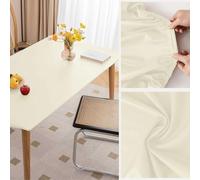 Morbuy Rectangulaire Nappe Imperméable Cuir PU Anti-salissure Nappe de Table Lavable et Facile d’Entretien Ménage Table Basse Nappe pour Cuisine Extérieure Jardin salon (Crème,Table 60X120cm)
