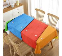 Morbuy Rectangulaire Nappe Rétro Motif de Bois, Nappe de Table Lavable et Facile d’Entretien Ménage Table Basse Nappe pour Cuisine Jardin Salon (Bleu Rouge,140x160cm)