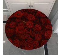 Morbuy Rondes Nappes Anniversaire, Impression de Fleur Rose Nappes Anti Taches Lavable, Imperméable Jardin Nappe de Table avec Bord Élastique pour Cuisine Fête Table (Rouge,130cm)