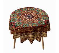 Morbuy Rondes Nappes Anti Taches, 3D Mandala Nappes Rondes Lavable et Facile d'entretien, Imperméable Polyester Nappe de Table pour Cuisine Jardin Fête (Rétro Exotique,Diamètre 150cm)