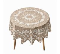 Morbuy Rondes Nappes Anti Taches, 3D Mandala Nappes Rondes Lavable et Facile d'entretien, Imperméable Polyester Nappe de Table pour Cuisine Jardin Fête (Beige,Diamètre 200cm)