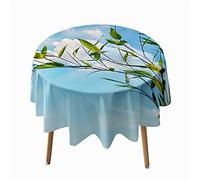 Morbuy Rondes Nappes Anti Taches, 3D Zen Nappes Rondes Lavable et Facile d'entretien, Imperméable Polyester Nappe de Table pour Cuisine Jardin Fête (Ciel Bleu,Diamètre 200cm)