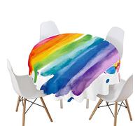 Morbuy Rondes Nappes Anti Taches, Imprimé Arc en Ciel Nappes Rondes Lavable et Facile d'entretien, Imperméable Polyester Nappe de Table pour Cuisine Jardin Fête (Aquarelle,Diamètre 180cm)