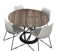 Morbuy Rondes Nappes avec Bord Élastique, 3D Planche Imprimé Nappes Rondes Anti Taches Lavable, Imperméable Polyester Nappe de Table pour Cuisine Jardin Fête (Grain de Bois,Diamètre 100cm)