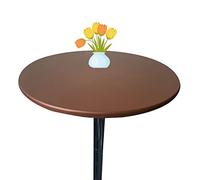 Morbuy Rondes Nappes avec Bord Élastique, Couleur Unie Nappes Rondes Anti Taches Lavable, Imperméable Polyester Nappe de Table pour Cafe Cuisine Jardin Fête Table (70cm,Café)