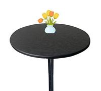 Morbuy Rondes Nappes avec Bord Élastique, Couleur Unie Nappes Rondes Anti Taches Lavable, Imperméable Polyester Nappe de Table pour Cafe Cuisine Jardin Fête Table (70cm,Noir)