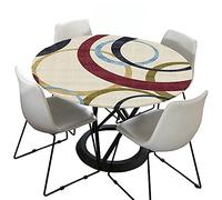 Morbuy Rondes Nappes avec Bord Élastique, Géométrie Imprimé Nappes Rondes Anti Taches Lavable, Imperméable Polyester Nappe de Table pour Cuisine Jardin Fête (Cercle,Diamètre 100cm)
