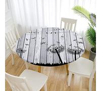 Morbuy Rondes Nappes avec Bord Élastique, Nappes Rondes Anti Taches Lavable, 3D Imperméable Polyester Nappe de Table pour Cuisine Jardin Fête Table (Grain De Bois,130cm)