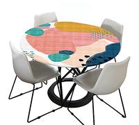 Morbuy Rondes Nappes avec Bord Élastique, Nappes Rondes Anti Taches Lavable, Imperméable Polyester Nappe de Table Graffiti Imprimé pour Cuisine Jardin Fête (Multicolore,Diamètre 120cm)