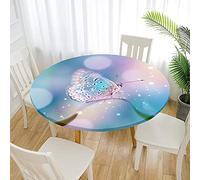 Morbuy Rondes Nappes avec Bord Élastique, Nappes Rondes Anti Taches Lavable, Imperméable Polyester Nappe de Table Imprimé de Papillon pour Cuisine Jardin Fête Table (Rose Bleu,Diamètre 100cm)