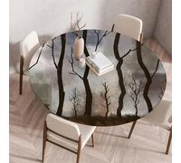 Morbuy Rondes Nappes avec Bord Élastique, Plastique Nappes Cirée Rondes Anti Taches, Nappe de Table pour Cafe Cuisine Jardin Fête Table -Feuille rétro (Peinture,120cm)