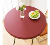 Morbuy Rondes Nappes avec Bord Élastique, Plastique Nappes Nordique Minimalisme PU Toile Cirée Rondes Anti Taches, Imperméable Nappe de Table pour Cafe Cuisine Jardin Fête Table (100cm,Rouge)