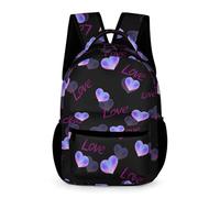 Morbuy Sac à Dos Cartable Enfant, Motif Coeur d'amour 3D Sac d'École Sac a Dos Sacs Scolaires 20L Cartables Scolaires Fille Garçon avec Poche Porte Bouteille pour Étudiant Voyage (Violet)