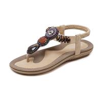 Morbuy Sandales Plates Femmes, Chaussures de Ville Été à Style Bohême Tongs Flip Flops Plage Vacances Plats Confortables pour Pieds Larges Grande Taille 35-45 (42 EU = 260 mm, Abricot)