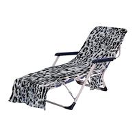 Morbuy Serviette de Plage pour Chaise Longue en Microfibre, Serviette pour transat Bain de Soleil avec Poches, Housse Serviette Portable et Légère pour Jardin Plage (73x210cm,Imprimé Léopard 1)