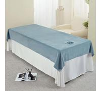 Morbuy Serviette Table de Massage, Super Doux Drap Table de Massage avec Trou Réutilisable Lavable Serviette, Housse de Table Cil pour Spa Beauté et Salon du Visage (Bleu,200x120cm)