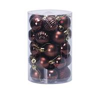 Morbuy-shop 34 pièces de Boules de Noël Ornements 40/60mm, Ensemble d?Ornements Peints en Couleur et étincelants et de Boules suspendues, Décoration d'arbre de Sapin de Noël (Marron,6cm)