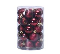 Morbuy-shop 34 pièces de Boules de Noël Ornements 40/60mm, Ensemble d?Ornements Peints en Couleur et étincelants et de Boules suspendues, Décoration d'arbre de Sapin de Noël (vin Rouge,6cm)