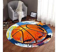 Morbuy-Shop 3D Tapis Rond Salon, d'enfants Lavable Super Doux Chambre à Coucher Restaurant Anti-dérapant Tapis d'Entrée Absorbant Ménage Rug Salle Couloir Décoration (80x80cm,Basketball)