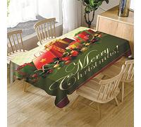 Morbuy-shop Nappe Noël Rectangulaire, Fête Style 3D Imprimé Nappes Imperméable Anti Taches Étanche à l'huile Lavable pour Fête Decoration Ménage Jardin Picnic (Joyeux Noël,150x300cm)