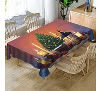 Morbuy-shop Nappe Noël Rectangulaire, Fête Style 3D Imprimé Nappes Imperméable Anti Taches Étanche à l'huile Lavable pour Fête Decoration Ménage Jardin Picnic (Chandelle,150x260cm)