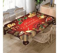 Morbuy-shop Nappe Noël Rectangulaire, Fête Style 3D Imprimé Nappes Imperméable Anti Taches Étanche à l'huile Lavable pour Fête Decoration Ménage Jardin Picnic (Gui de Noël,140x140cm)