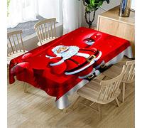Morbuy-shop Nappe Noël Rectangulaire, Fête Style 3D Imprimé Nappes Imperméable Anti Taches Étanche à l'huile Lavable pour Fête Decoration Ménage Jardin Picnic (père Noël,150x210cm)