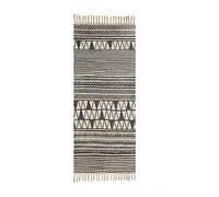 Morbuy-shop Tapis Décoratif Coton Lin Tissé À La Main, Style Ethnique Géométrie Multicolore Intérieur Confortable Tapis avec Glands, Tapis de Sol Avable Mat pour Cuisine, Chambre (60 * 90cm,Noir)