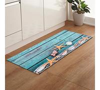 Morbuy-shop Tapis Salon Design Moderne Interieur, Coquille d'étoile de mer 3D Décoration de Mode Antidérapant Vestiaire Chambre à Coucher Absorbant Tapis d'Entrée (Planche de Bateau Bleu,50x80cm)