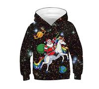 Morbuy Sweat-Shirts à Capuche Enfants Garçons et Filles, 3D Noël Animal Dinosaure Imprimé - Automne Hiver Chaud Amples Manches Longues Capuche Pull-Over avec Poche (Licorne,S (125-130cm))
