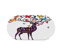 Morbuy Tapis de Bain Antidérapant Tapis de Douche avec Ventouse, Baignoire Résistant à la moisissure Antibactérien Idéal pour Les Enfants, Elk de l'ombre des Fleurs (Papillon,35 * 70cm)
