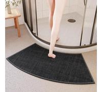 Morbuy Tapis de Bain Arrondi pour Douche d'angle, Tapis de Douche Courbé en Tissé Antidérapant Lavable en Machine, Forme Quart de Cercle pour Salle de Bain (BZ15 Noir,40x75cm)