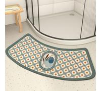 Morbuy Tapis de Douche Incurvé Microfibre Absorbant, Tapis de Bain Antidérapant en Quart de Cercle pour Douche d'angle et Baignoire Arrondie, Moelleux Lavable (Fleur Vintage 4,45x100cm)
