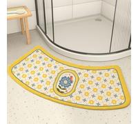 Morbuy Tapis de Douche Incurvé Microfibre Absorbant, Tapis de Bain Antidérapant en Quart de Cercle pour Douche d'angle et Baignoire Arrondie, Moelleux Lavable (Fleur Vintage 5,40x80cm)