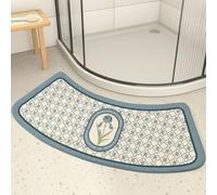 Morbuy Tapis de Douche Incurvé Microfibre Absorbant, Tapis de Bain Antidérapant en Quart de Cercle pour Douche d'angle et Baignoire Arrondie, Moelleux Lavable (Fleur Vintage 6,40x80cm)