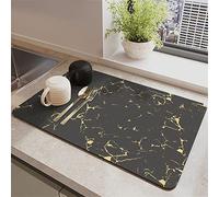 Morbuy Tapis de Machine à Café, 40x60cm Tapis Égouttoir Absorbant Évier, Silicone Antidérapant Tapis Vaisselle, Egouttoir Séchage Rapide, Tapis de Sechage Vaisselle pour Cuisine, Évier (Marbre Doré)